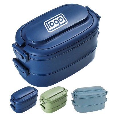 2 Layer Food Grade PP Lunch Box w/ Cutlery