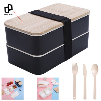 Pp Plastic Double-Layer Bento Box