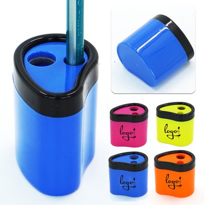 Drop-shaped double hole pencil sharpener